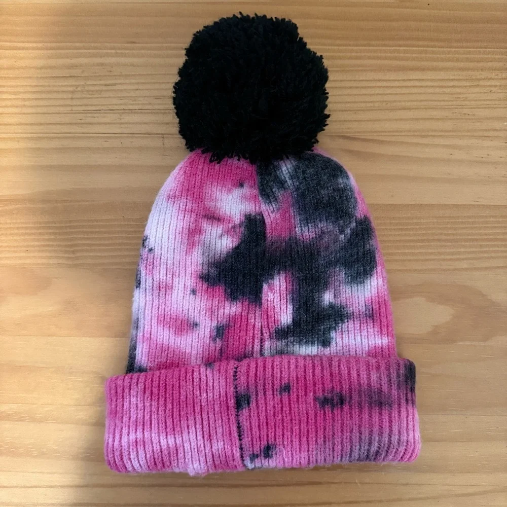 CC Kids Pink & Black Pom-Pom Beanie